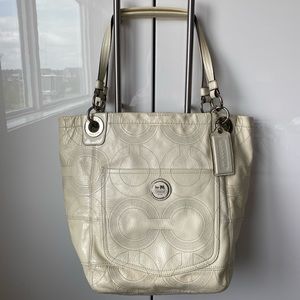 💛Authentic COACH cream patent leather handbag